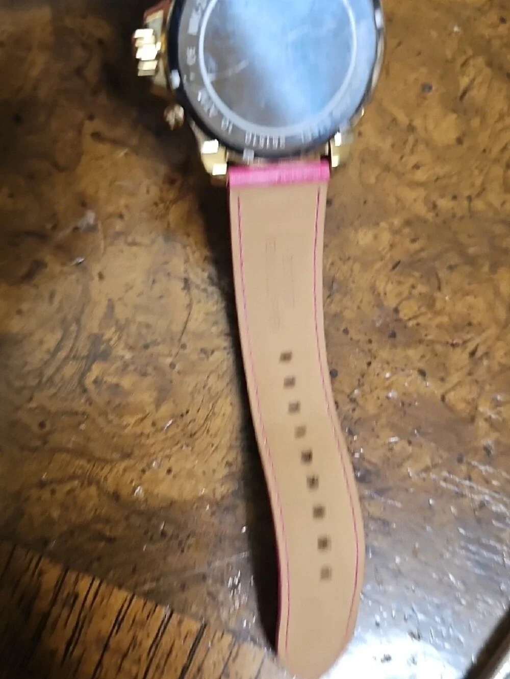 Michael Kors Hot Pink Glitter Chronograph Watch with Gold Accents